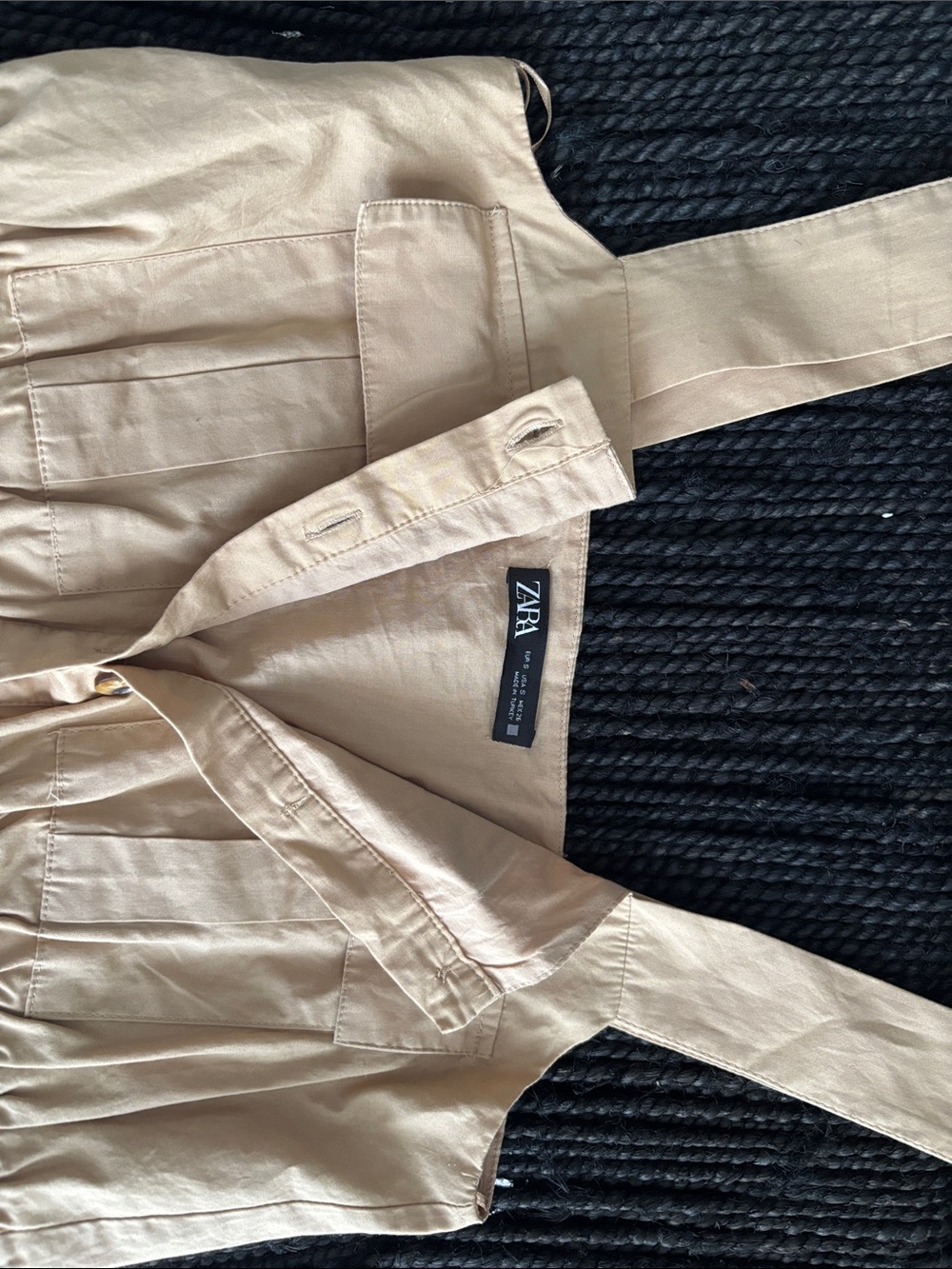 ZARA Beige cargo jumpsuit  with Belted Waist